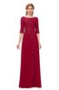 ColsBM Jody Dark Red Bridesmaid Dresses Elbow Length Sleeve Simple A-line Floor Length Zipper Lace
