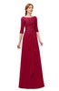 ColsBM Jody Dark Red Bridesmaid Dresses Elbow Length Sleeve Simple A-line Floor Length Zipper Lace