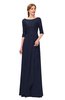 ColsBM Jody Dark Sapphire Bridesmaid Dresses Elbow Length Sleeve Simple A-line Floor Length Zipper Lace