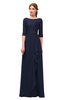 ColsBM Jody Dark Sapphire Bridesmaid Dresses Elbow Length Sleeve Simple A-line Floor Length Zipper Lace