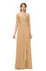 ColsBM Jody Desert Mist Bridesmaid Dresses Elbow Length Sleeve Simple A-line Floor Length Zipper Lace