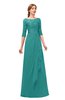 ColsBM Jody Emerald Green Bridesmaid Dresses Elbow Length Sleeve Simple A-line Floor Length Zipper Lace