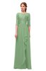 ColsBM Jody Fair Green Bridesmaid Dresses Elbow Length Sleeve Simple A-line Floor Length Zipper Lace