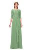 ColsBM Jody Fair Green Bridesmaid Dresses Elbow Length Sleeve Simple A-line Floor Length Zipper Lace