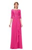 ColsBM Jody Fandango Pink Bridesmaid Dresses Elbow Length Sleeve Simple A-line Floor Length Zipper Lace