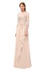 ColsBM Jody Fresh Salmon Bridesmaid Dresses Elbow Length Sleeve Simple A-line Floor Length Zipper Lace