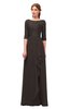 ColsBM Jody Fudge Brown Bridesmaid Dresses Elbow Length Sleeve Simple A-line Floor Length Zipper Lace