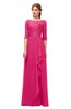 ColsBM Jody Fuschia Bridesmaid Dresses Elbow Length Sleeve Simple A-line Floor Length Zipper Lace