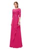 ColsBM Jody Fuschia Bridesmaid Dresses Elbow Length Sleeve Simple A-line Floor Length Zipper Lace
