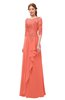 ColsBM Jody Fusion Coral Bridesmaid Dresses Elbow Length Sleeve Simple A-line Floor Length Zipper Lace
