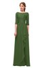 ColsBM Jody Garden Green Bridesmaid Dresses Elbow Length Sleeve Simple A-line Floor Length Zipper Lace