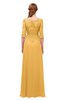 ColsBM Jody Golden Cream Bridesmaid Dresses Elbow Length Sleeve Simple A-line Floor Length Zipper Lace