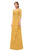 ColsBM Jody Golden Cream Bridesmaid Dresses Elbow Length Sleeve Simple A-line Floor Length Zipper Lace
