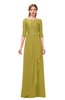 ColsBM Jody Golden Olive Bridesmaid Dresses Elbow Length Sleeve Simple A-line Floor Length Zipper Lace