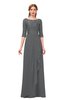 ColsBM Jody Grey Bridesmaid Dresses Elbow Length Sleeve Simple A-line Floor Length Zipper Lace