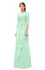 ColsBM Jody Honeydew Bridesmaid Dresses Elbow Length Sleeve Simple A-line Floor Length Zipper Lace