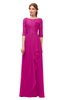 ColsBM Jody Hot Pink Bridesmaid Dresses Elbow Length Sleeve Simple A-line Floor Length Zipper Lace