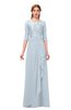 ColsBM Jody Illusion Blue Bridesmaid Dresses Elbow Length Sleeve Simple A-line Floor Length Zipper Lace