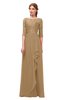 ColsBM Jody Indian Tan Bridesmaid Dresses Elbow Length Sleeve Simple A-line Floor Length Zipper Lace