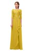 ColsBM Jody Lemon Curry Bridesmaid Dresses Elbow Length Sleeve Simple A-line Floor Length Zipper Lace