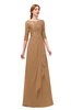 ColsBM Jody Light Brown Bridesmaid Dresses Elbow Length Sleeve Simple A-line Floor Length Zipper Lace