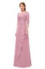 ColsBM Jody Light Coral Bridesmaid Dresses Elbow Length Sleeve Simple A-line Floor Length Zipper Lace