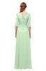 ColsBM Jody Light Green Bridesmaid Dresses Elbow Length Sleeve Simple A-line Floor Length Zipper Lace