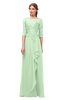 ColsBM Jody Light Green Bridesmaid Dresses Elbow Length Sleeve Simple A-line Floor Length Zipper Lace