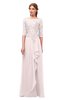 ColsBM Jody Light Pink Bridesmaid Dresses Elbow Length Sleeve Simple A-line Floor Length Zipper Lace