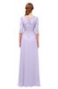 ColsBM Jody Light Purple Bridesmaid Dresses Elbow Length Sleeve Simple A-line Floor Length Zipper Lace