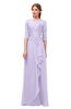 ColsBM Jody Light Purple Bridesmaid Dresses Elbow Length Sleeve Simple A-line Floor Length Zipper Lace