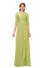 ColsBM Jody Linden Green Bridesmaid Dresses Elbow Length Sleeve Simple A-line Floor Length Zipper Lace