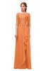 ColsBM Jody Mango Bridesmaid Dresses Elbow Length Sleeve Simple A-line Floor Length Zipper Lace