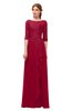 ColsBM Jody Maroon Bridesmaid Dresses Elbow Length Sleeve Simple A-line Floor Length Zipper Lace
