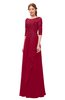 ColsBM Jody Maroon Bridesmaid Dresses Elbow Length Sleeve Simple A-line Floor Length Zipper Lace
