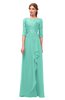 ColsBM Jody Mint Green Bridesmaid Dresses Elbow Length Sleeve Simple A-line Floor Length Zipper Lace