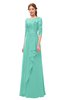 ColsBM Jody Mint Green Bridesmaid Dresses Elbow Length Sleeve Simple A-line Floor Length Zipper Lace