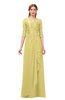 ColsBM Jody Misted Yellow Bridesmaid Dresses Elbow Length Sleeve Simple A-line Floor Length Zipper Lace