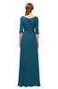 ColsBM Jody Moroccan Blue Bridesmaid Dresses Elbow Length Sleeve Simple A-line Floor Length Zipper Lace