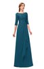 ColsBM Jody Moroccan Blue Bridesmaid Dresses Elbow Length Sleeve Simple A-line Floor Length Zipper Lace
