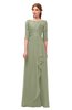 ColsBM Jody Moss Green Bridesmaid Dresses Elbow Length Sleeve Simple A-line Floor Length Zipper Lace