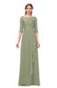 ColsBM Jody Moss Green Bridesmaid Dresses Elbow Length Sleeve Simple A-line Floor Length Zipper Lace