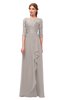 ColsBM Jody Mushroom Bridesmaid Dresses Elbow Length Sleeve Simple A-line Floor Length Zipper Lace