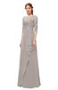 ColsBM Jody Mushroom Bridesmaid Dresses Elbow Length Sleeve Simple A-line Floor Length Zipper Lace