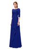 ColsBM Jody Nautical Blue Bridesmaid Dresses Elbow Length Sleeve Simple A-line Floor Length Zipper Lace