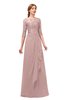 ColsBM Jody Nectar Pink Bridesmaid Dresses Elbow Length Sleeve Simple A-line Floor Length Zipper Lace