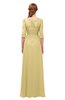 ColsBM Jody New Wheat Bridesmaid Dresses Elbow Length Sleeve Simple A-line Floor Length Zipper Lace
