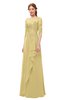 ColsBM Jody New Wheat Bridesmaid Dresses Elbow Length Sleeve Simple A-line Floor Length Zipper Lace