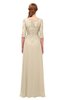 ColsBM Jody Novelle Peach Bridesmaid Dresses Elbow Length Sleeve Simple A-line Floor Length Zipper Lace