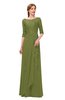 ColsBM Jody Olive Green Bridesmaid Dresses Elbow Length Sleeve Simple A-line Floor Length Zipper Lace